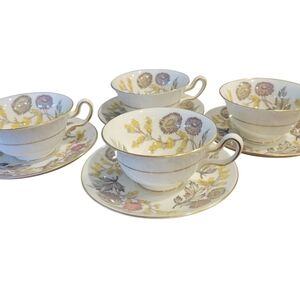 Wedgwood Litchfield Pattern 4 Open Style Coffee Cups & Saucers